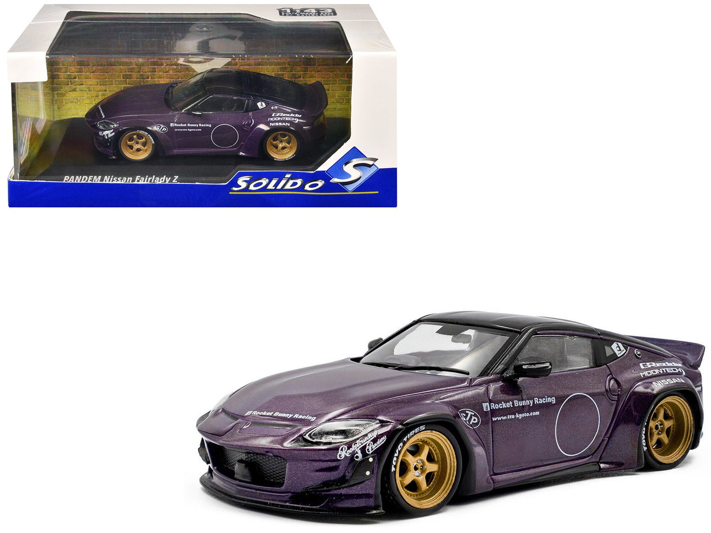 2022 Nissan Pandem Fairlady Z RHD (Right Hand Drive) Purple Metallic with Black Top 1/43 Diecast Model Car by Solido  free shipping USA