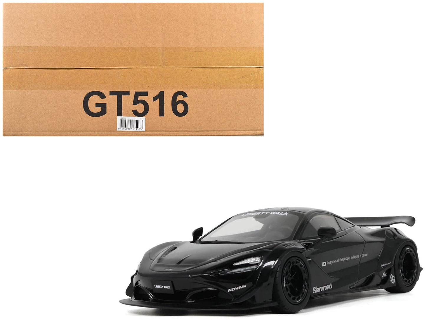 2023 McLaren 720S "LB-Works - Liberty Walk" Black 1/18 Model Car by GT Spirit  free shipping USA