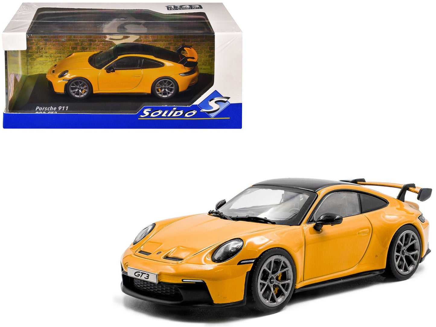 2023 Porsche 911 (992) GT3 Signal Yellow with Black Top 1/43 Diecast Model Car by Solido  free shipping USA