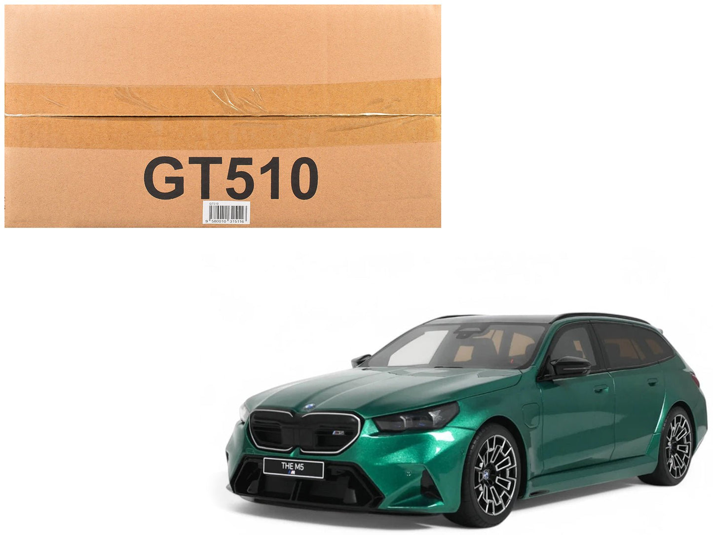 2024 BMW M5 Touring (G99) Isle of Man Green Metallic with Black Top 1/18 Model Car by GT Spirit  free shipping USA