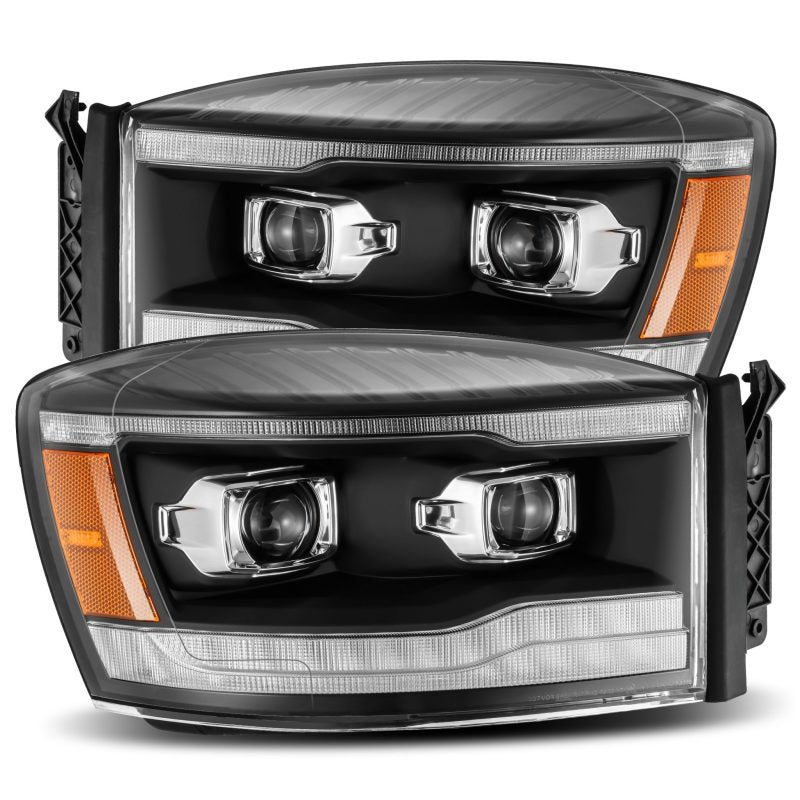 AlphaRex 06-08 Dodge Ram 1500HD PRO-Series Projector Headlights Plank Style Black w/Seq Signal/DRL 880532 *Discontinued