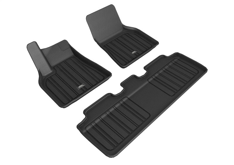 3D MAXpider 2020-2021 Tesla Model Y Elitect 1st & 2nd Row Floormats - Black E5TL01701809