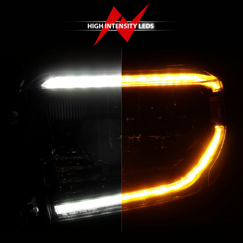 ANZO 2014-2017 Toyota Tundra LED Crystal Headlights w/ Switchback Black Housing w/ DRL 111531