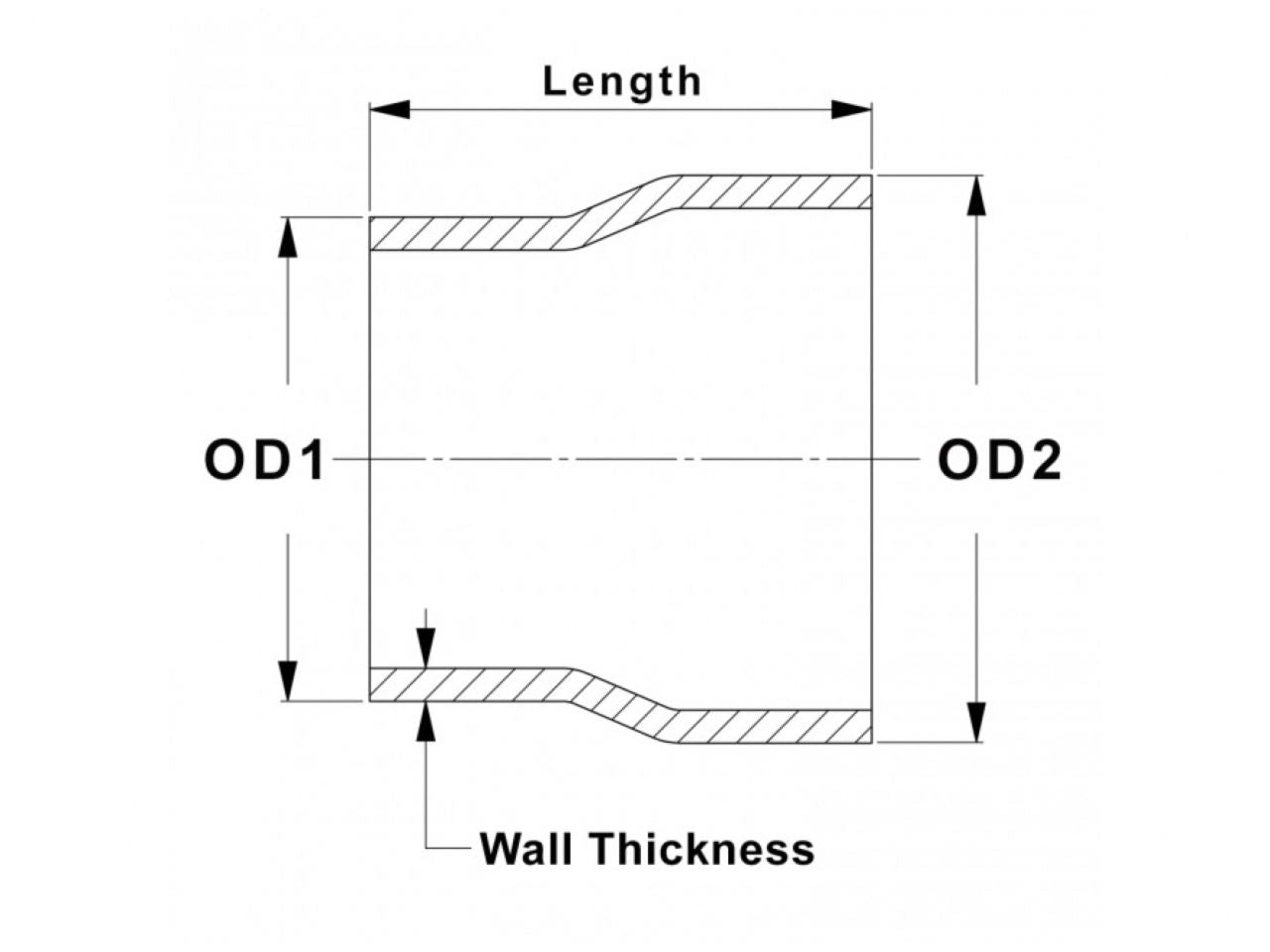 HPS Performance Products HPS 4" - 4-1/2" OD, 7" long 6061 Aluminum Step Up Transition Joiner Reducer Tube Piping