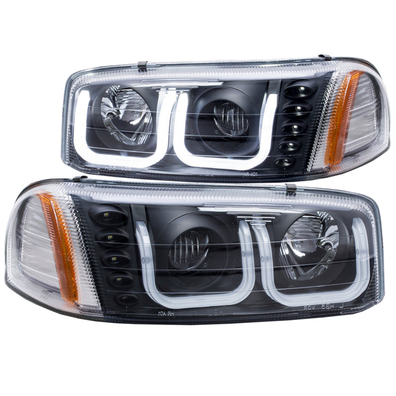 Anzo 1999-2006 Gmc Sierra 1500 Projector Headlights w/ U-Bar Black