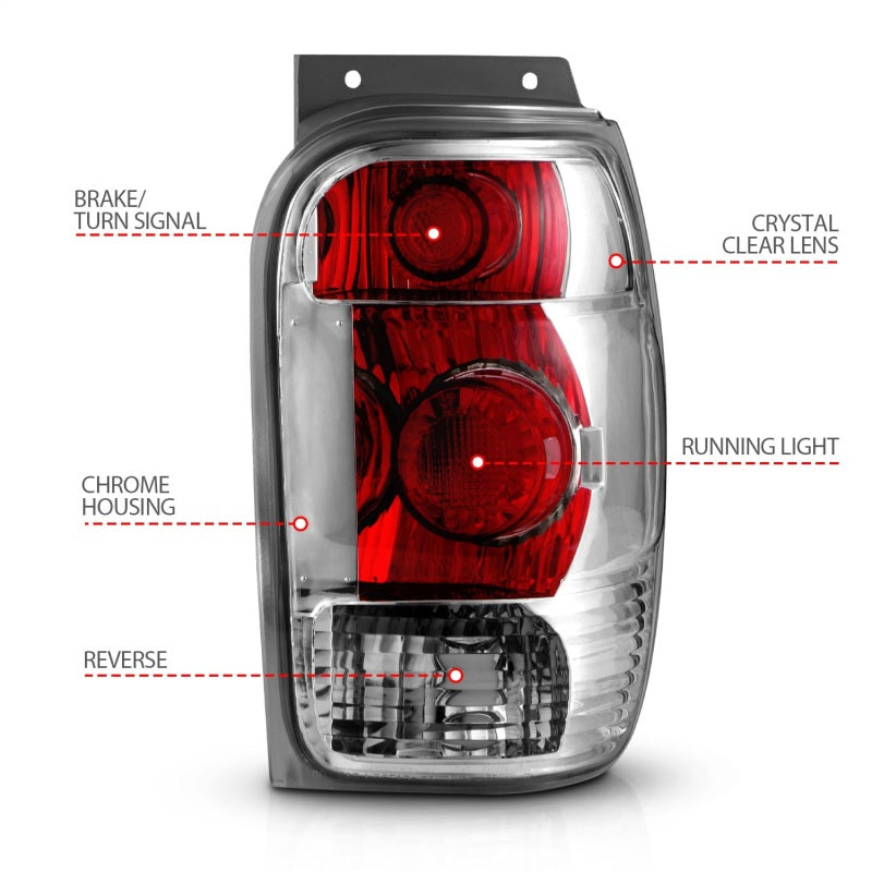 Anzo FORD EXPLORER 98-01 / MOUNTAINEER 98-01 TAIL LIGHTS CHROME