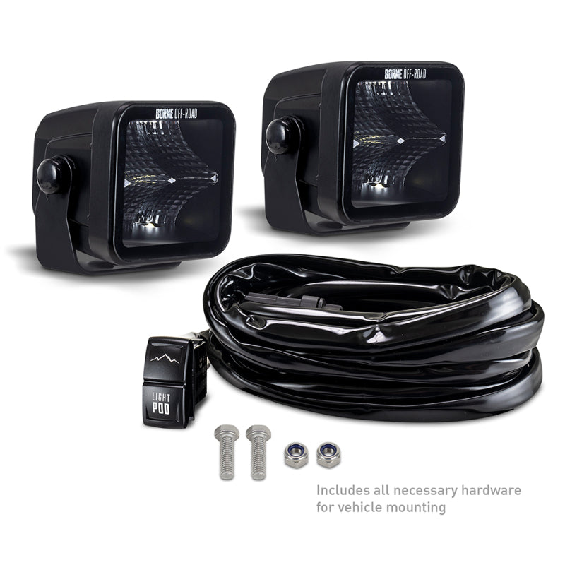 Borne Off-Road Light Pods (Kit of 2) 3x3 Flood BNLT-LP33-2F
