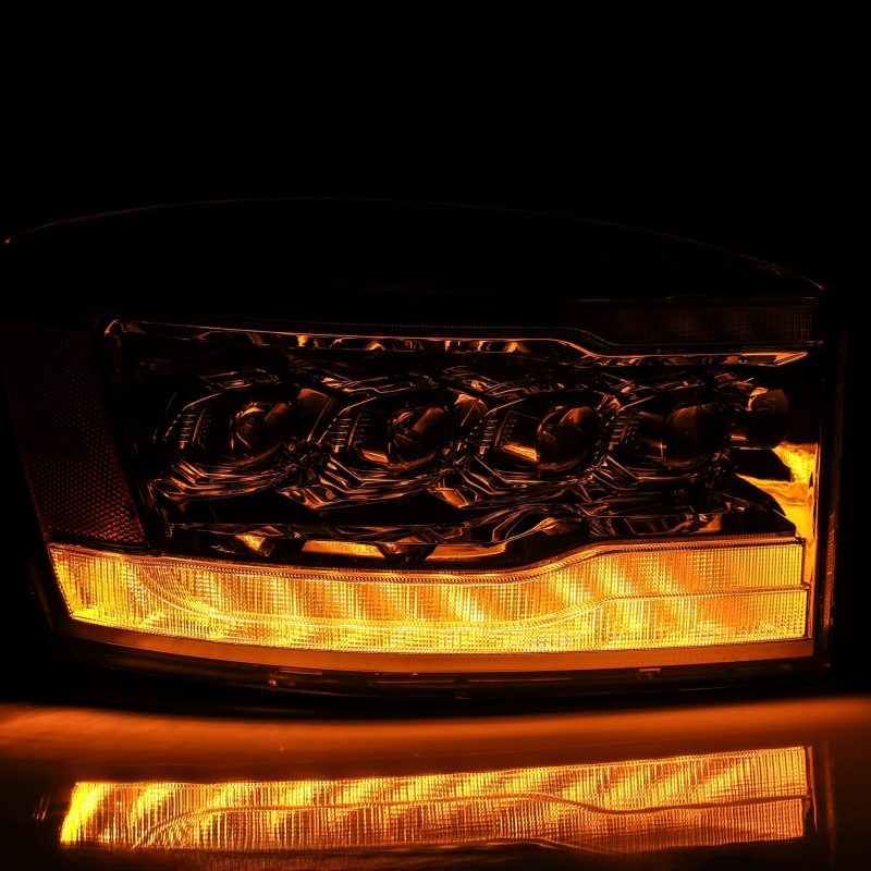 AlphaRex 06-08 Dodge Ram 1500HD NOVA LED Proj Headlights Plank Style Blk w/Seq Signal/DRL/Amber LED 880537 *Discontinued
