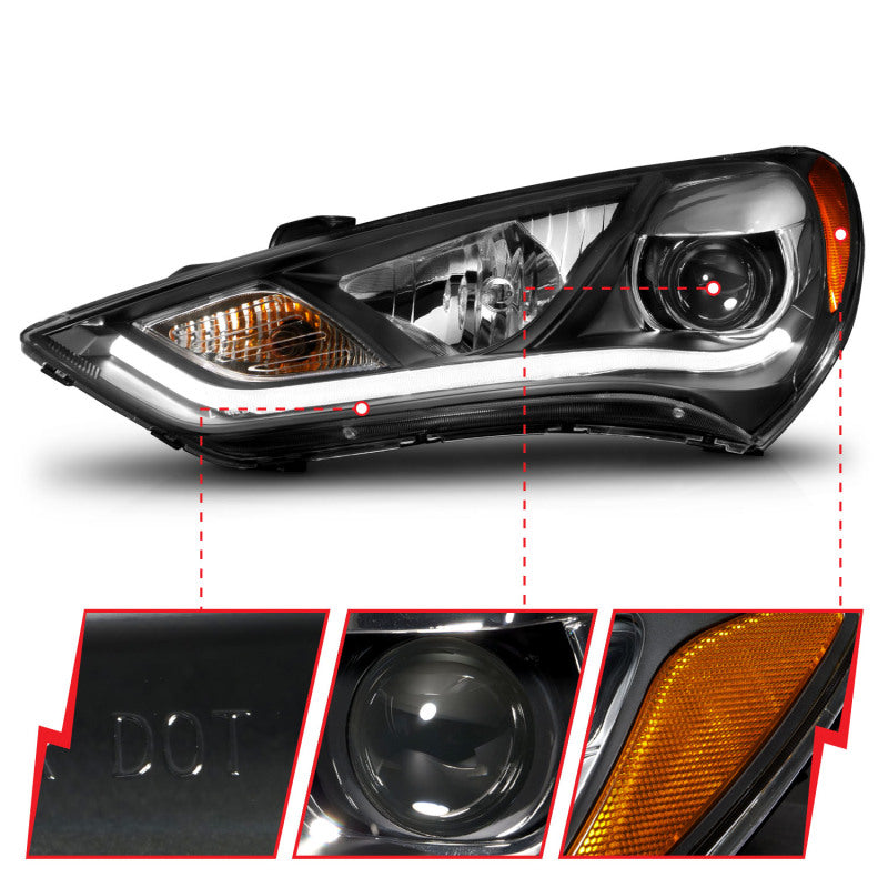 Anzo 2013-2015 Hyundai Genesis Projector Headlights w/ Plank Style Design B
