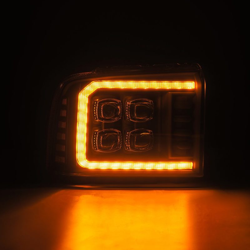 AlphaRex 05-07 Ford F250/350/450/550 Super Duty NOVA LED Proj HL Blk w/Actv Light & Seq Sig + SB DRL 880319 *Discontinued