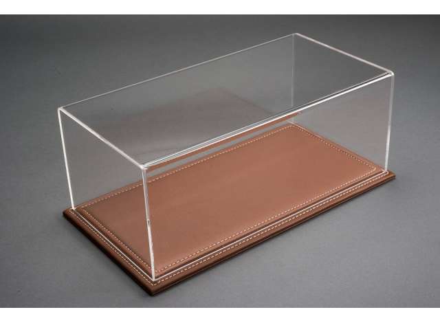 Atlantic Case Mulhouse Premium Acrylic Display Case w/ Light Brown Leather Base w/ White Stitching 1:18
