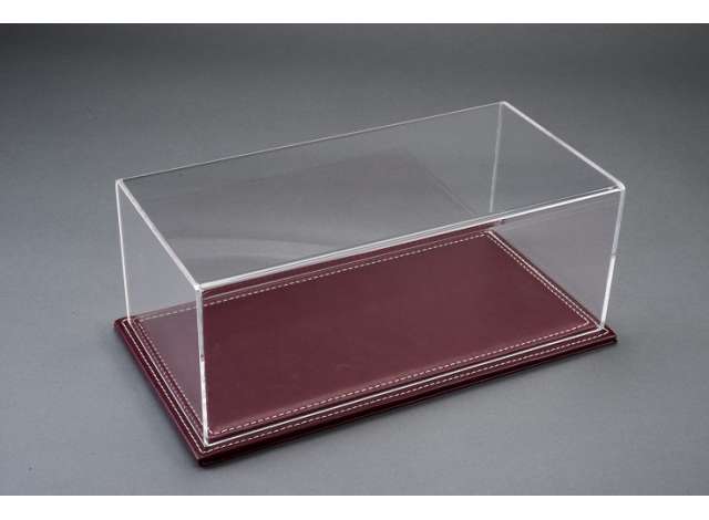 Atlantic Case Maranello Premium Acrylic Display Case w/ Burgundy Leather Base w/ White Stitching 1:18