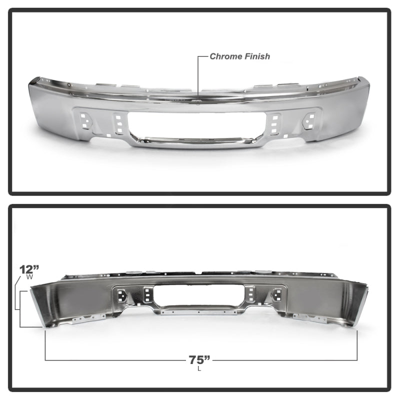 Spyder Ford F150 09-14 w/o Fog Light Hole Front Bumper - Chrome (OEM # 9L3Z17757A) 9948473