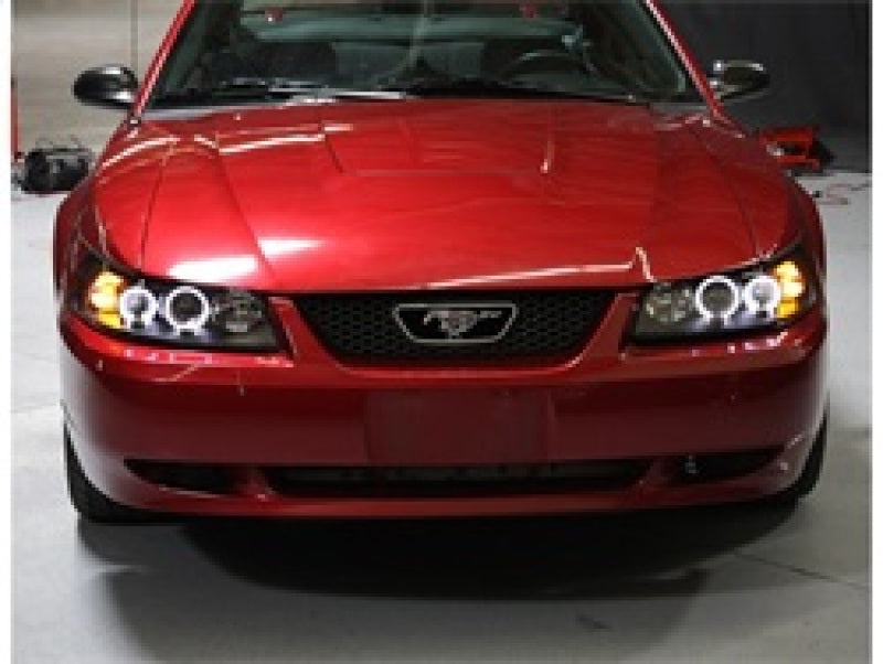 Spyder Ford Mustang 99-04 Projector Headlights LED Halo Black High H1 Low H1 PRO-YD-FM99-1PC-AM-BK 5010445