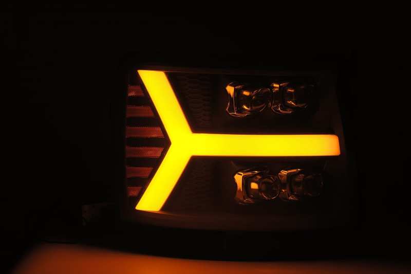 AlphaRex 07-13 Chevy 1500HD NOVA LED Proj Headlights Plank Style Matte Blk w/Activ Light/Seq Signal 880209 *Discontinued