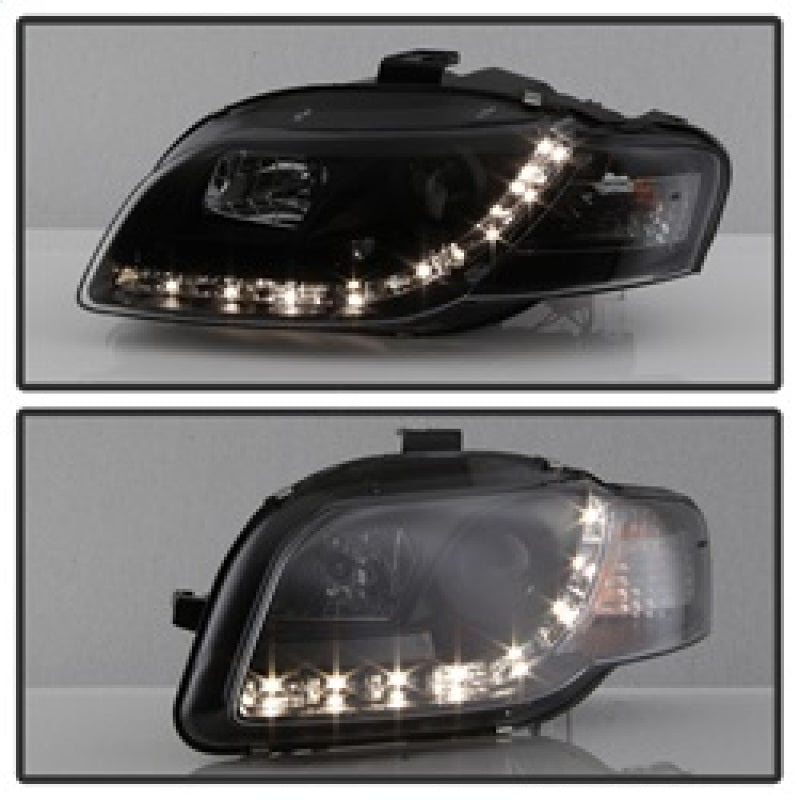 Spyder Audi A4 06-08 Projector Headlights Halogen Model Only - DRL Black PRO-YD-AA405-DRL-BK 5008572