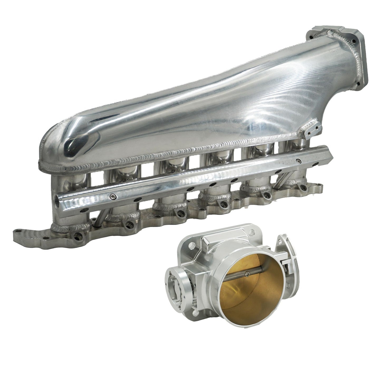 2JZ GTE Billet Intake Manifold Fuel Rail Throttle Body 90mm TB Supra 2J Swap 2JZ