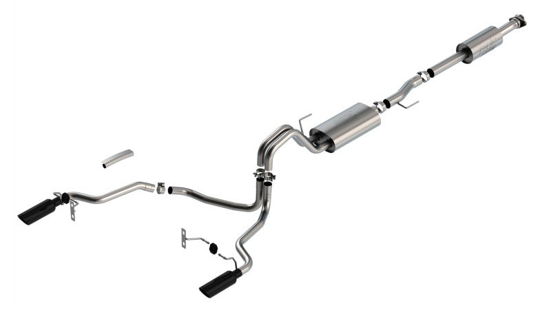 Borla F-150 2021 3.3L CC SB EC STB XL/XLT/Lariat/KR/Plnm/LTD 3/2.25 SRE Cat-Back ATAK Black CHR Tips 140879BC