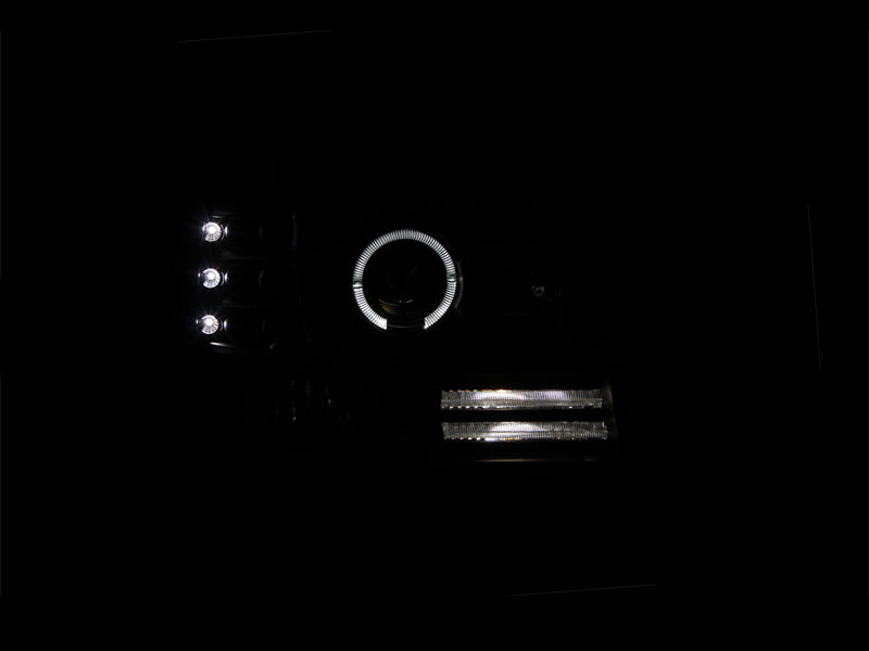 Anzo 1992-1996 Ford F-150 Projector Headlights w/ Halo Black w/ Side Marker