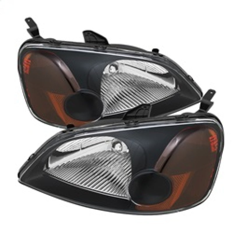 SPYDER Xtune Honda Civic 01-03 2/4Dr Amber Crystal Headlights Black HD-JH-HC01-AM-BK 5014368