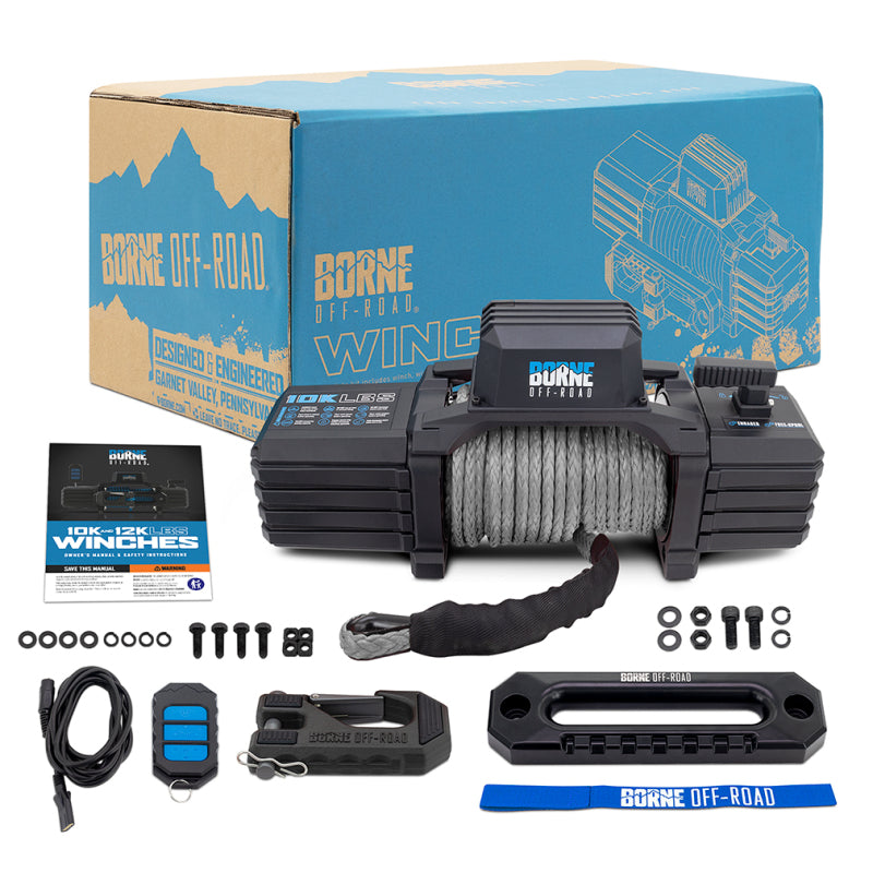 Borne Off-Road 10K Winch - Grey Synthetic Rope BNWN-10-SGR