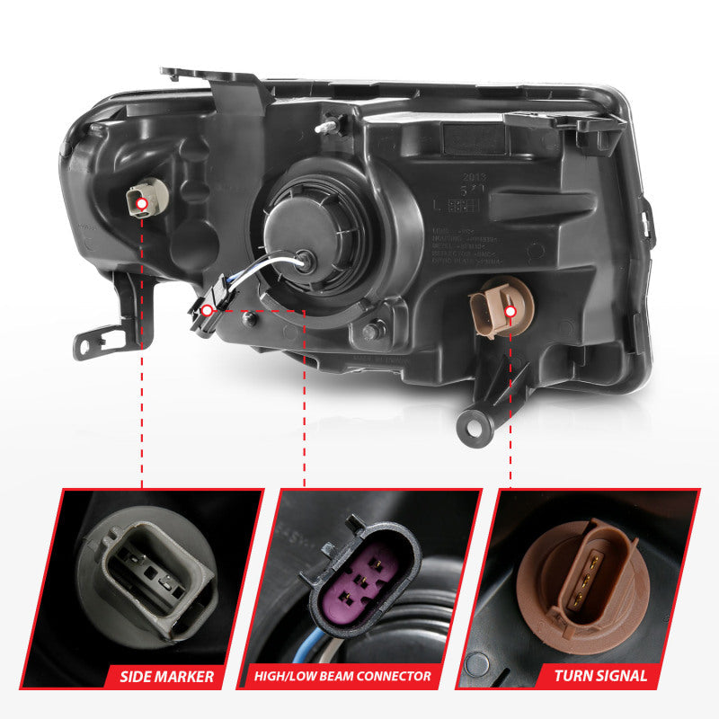 Anzo 2008-2012 Ford Escape Projector Headlights w/ Halo Black