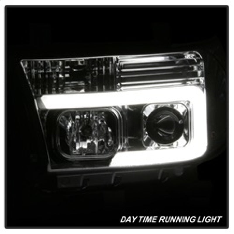 Spyder 07-13 Toyota Tundra V2 Light Bar DRL Projector Headlights - Chrome (PRO-YD-TTU07V2-LB-C) 5084651