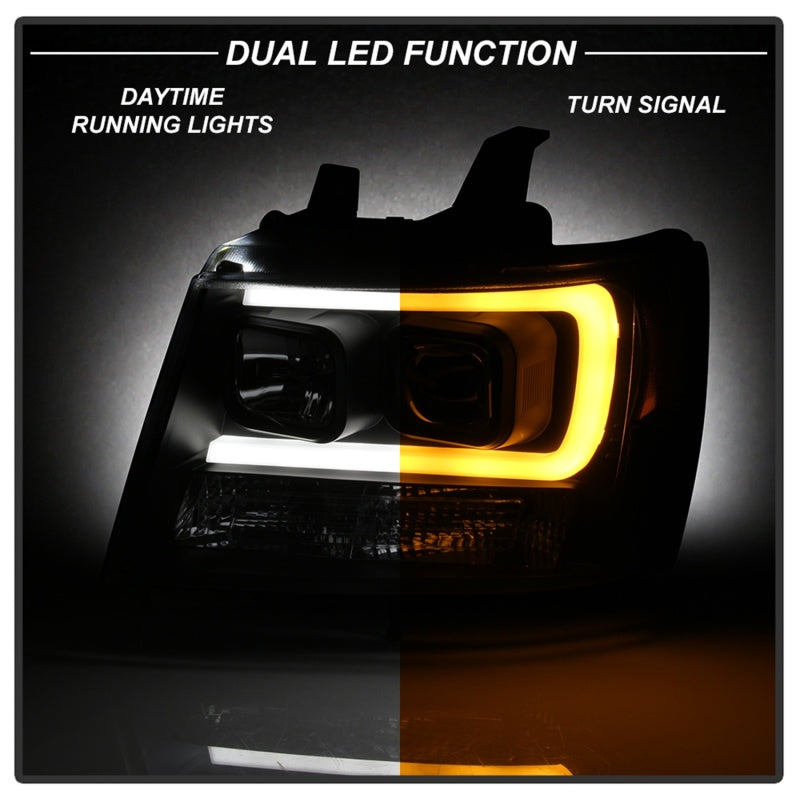 Spyder 07-14 Chevy Suburban/Tahoe V2 Projector Headlights LED Turn Sig Black PRO-YD-CSUB07V3-SB-BK 5086242