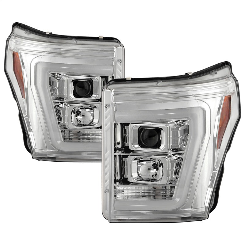 Spyder Ford F250/350/450 11-16 V2 High-Power LED Headlights-White Light Bar-Chrome PRO-YD-FS11V2PL-C 5087881