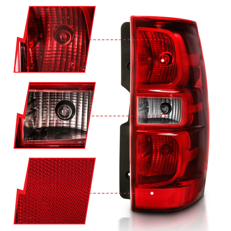 ANZO 2007-2014 Chevy Tahoe Taillight Red/Clear Lens (OE Replacement) 311304