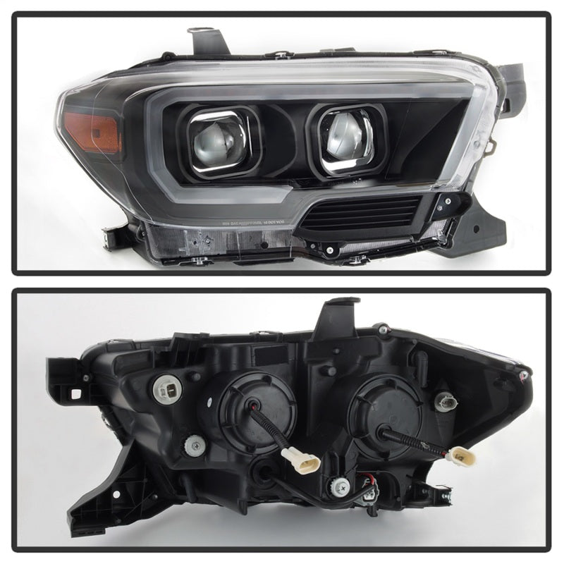 SPYDER xTune Toyota Tacoma 16-18 DRL Light Bar Projector Headlights - Black PRO-JH-TTA16-LBDRL-BK 9039256