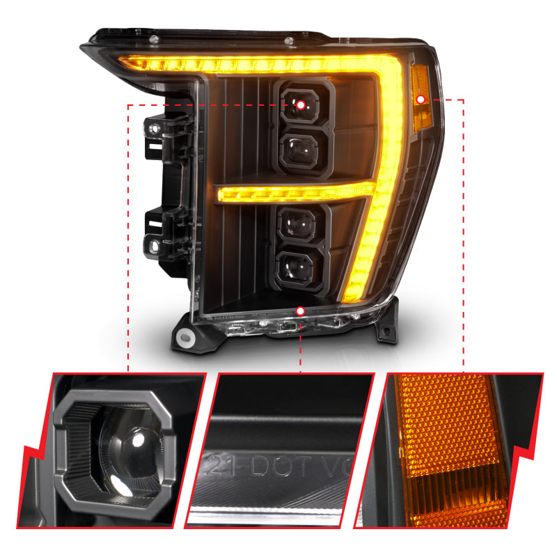 ANZO 21-23 Ford F-150 (w/Factory Halogen) Z-Series Full LED Proj Headlights - Pass. Side ONLY 111593X-R