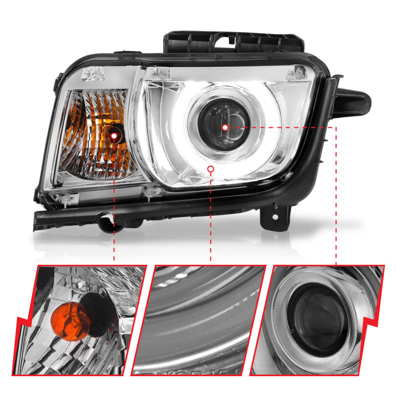 Anzo 2010-2013 Chevrolet Camaro Projector Headlights w/ Halo Chrome (CCFL)