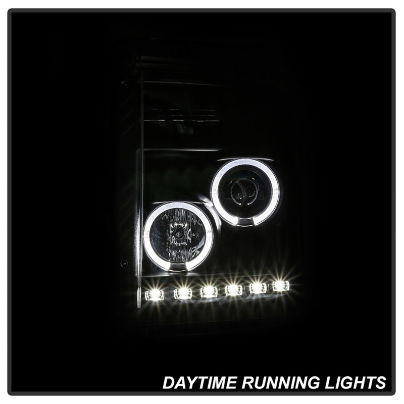 Spyder Ford Super Duty 11-16 Projector Headlights LEDHalo DRL All Black PRO-YD-FS11-HL-BKV2 5086013
