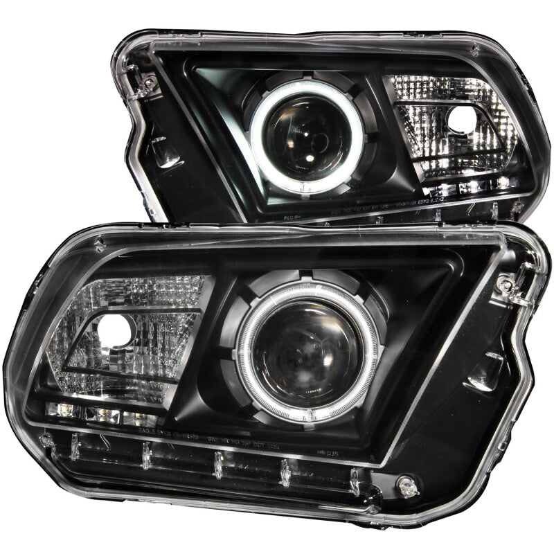 Anzo 2010-2014 Ford Mustang Projector Headlights w/ Halo Black (CCFL)