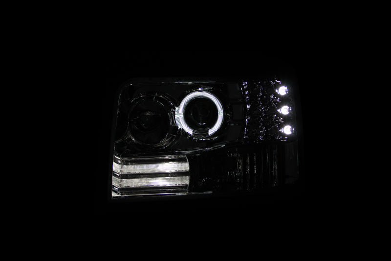 Anzo 1992-1996 Ford F-150 Projector Headlights w/ Halo Chrome w/ Side Marke