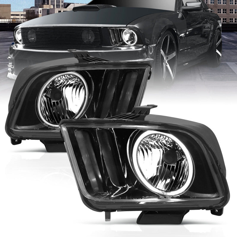Anzo 2005-2009 Ford Mustang Crystal Headlights w/ Halo Black (CCFL)