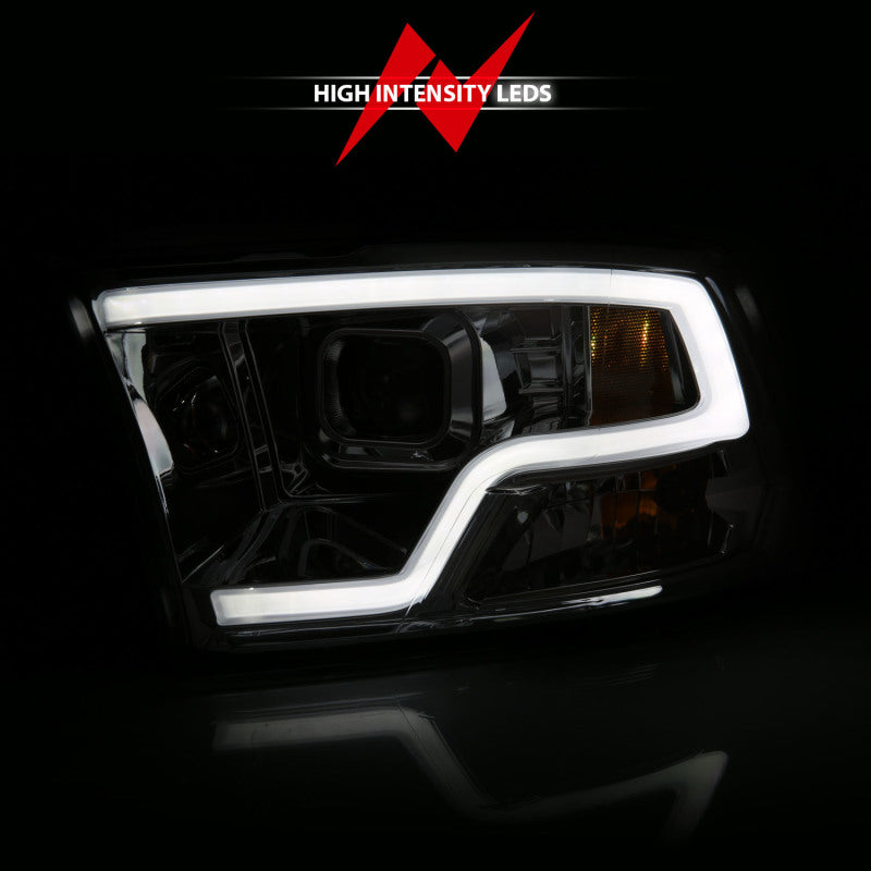 Anzo Dodge Ram 09-18 Projector Plank Style Headlight w/ Halo Chrome Clear A