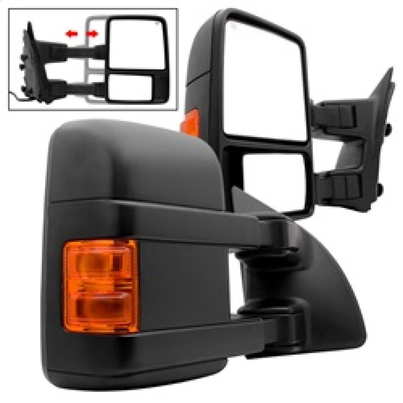 SPYDER Xtune Pair G2 Ford Superduty 99-07 Heated Amber Signal Telescoping Mirrors MIR-FDSD99S-G2-PW-AM-SET 9935459