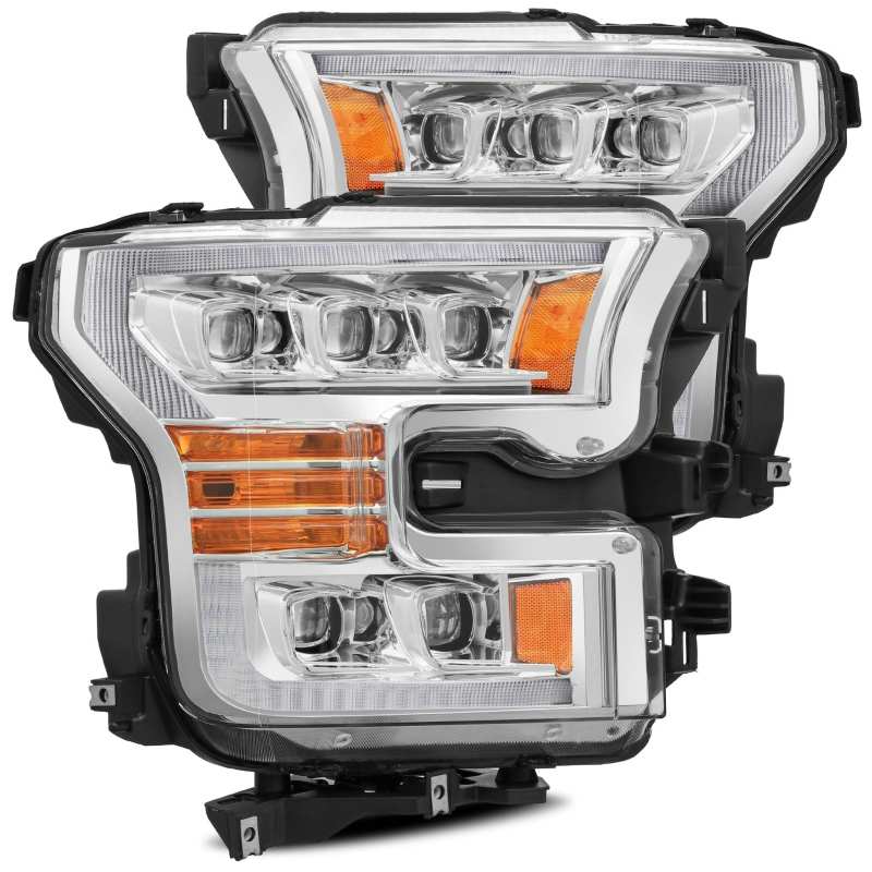 AlphaRex 17-20 Ford Raptor NOVA LED Proj Headlights Plank Style Chrm w/Activ Light Sequential Signal 880151 *Discontinued