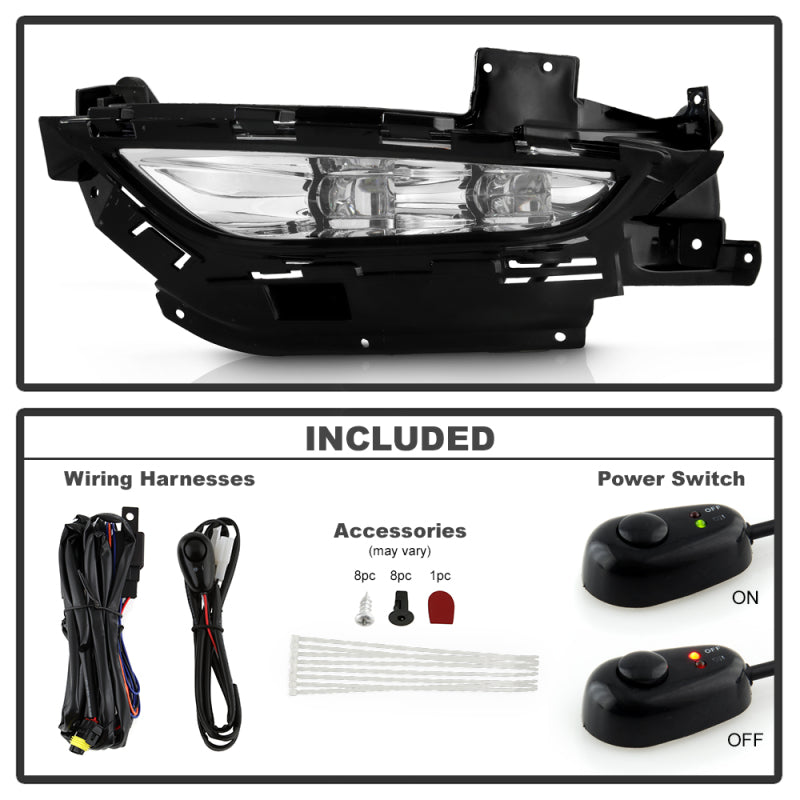 Spyder Chrysler 200 2015-2016 OEM Style Full LED Fog Lights W/Universal Switch- Clear 5086945