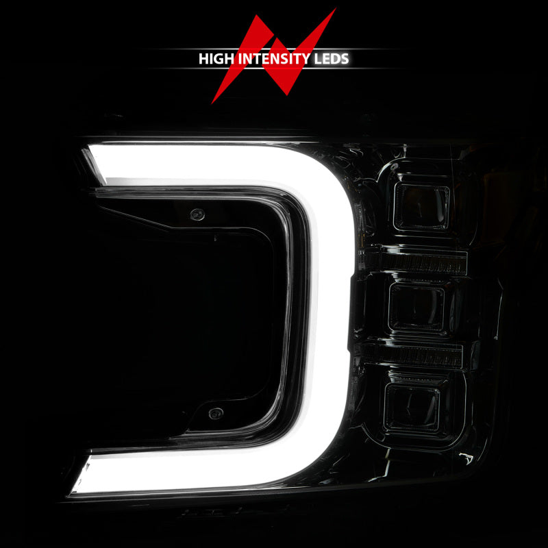 Anzo 18-20 Ford F-150 Full Led Projector Light Bar Style Headlights - Chrome Amber 111521