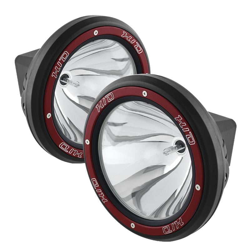 Spyder 7 Inch HID 4x4 fog lights Black/Red Housing w/wiring W/Switch- Chrome FL-CH-JK7004BR-C 5037626