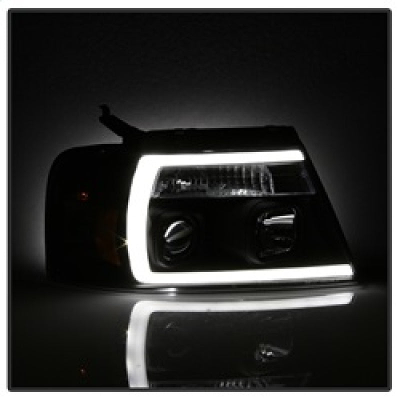 Spyder 04-08 Ford F-150 Projector Headlights - Light Bar DRL - Black PRO-YD-FF15004V2-LB-BK 5084484