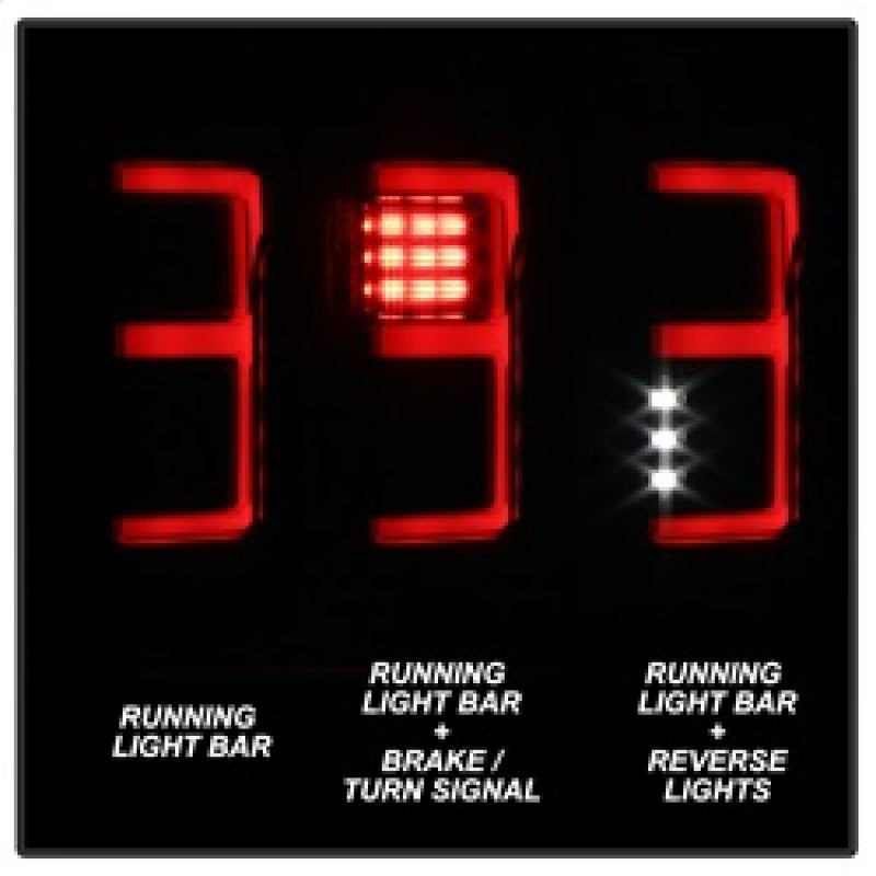 Spyder 15-18 Ford F-150 LED Tail Lights (w/Blind Spot) - Black Smoke (ALT-YD-FF15015BS-LBLED-BSM) 5085337