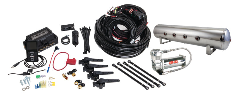 AIRLIFT 3H(1/4" Air Line,4 Gallon 7-Port Lightweight Polished,VIAIR 444C Comp)