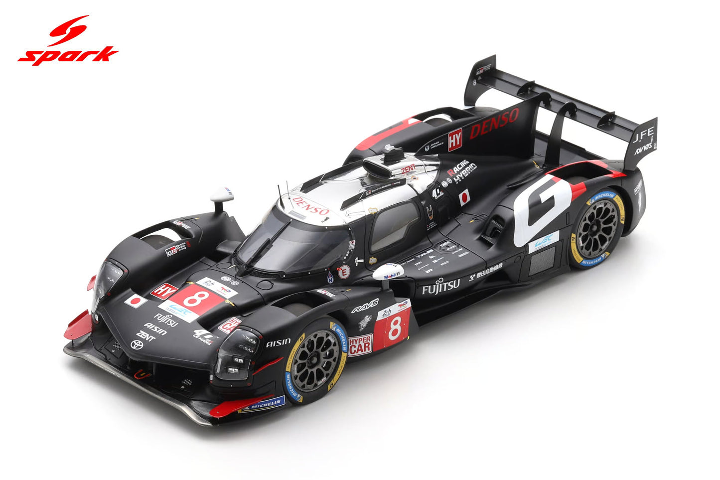 Spark Model Toyota GR010 Hybrid LMDh Team Toyota Gazoo Racing #8 WEC 24hrs Le Mans 2025 Black 1:18 WITH DISPLAY