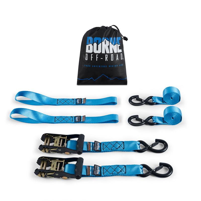 Borne Off-Road Heavy-Duty Ratchet Tie-Down Kit (2-Pack) - Blue BNRTC-TDHD-2BL