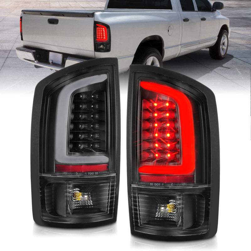 ANZO 2002-2006 Dodge  Ram 1500 LED Tail Lights w/ Light Bar Black Housing Clear Lens 311368