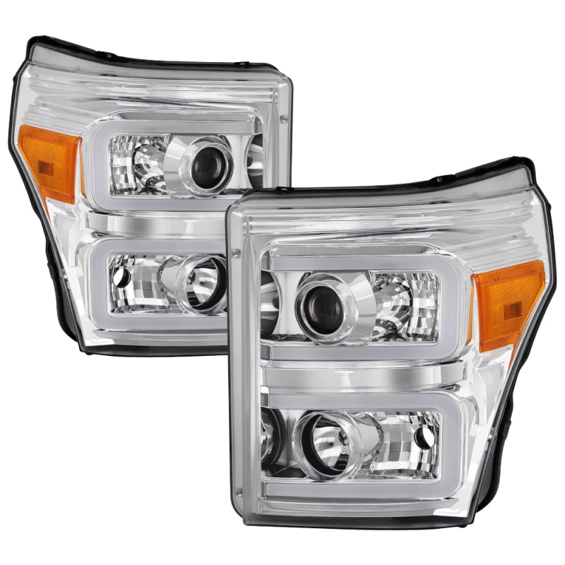 SPYDER Xtune Ford Super Duty 11-16 Projector Headlights Light Bar Drl Chrome PRO-JH-FS11-LBBRL-C 9034947